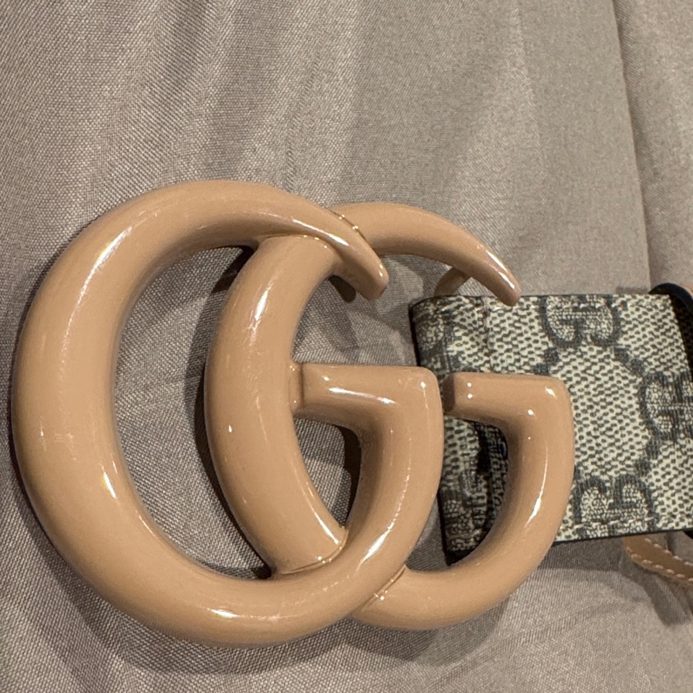 Gucci Beige and Brown GG Monogram Belt - Picture 4 of 5